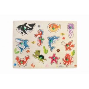 Puzzle din lemn educativ Colorarte DX532 Învață animale marine, 11 piese