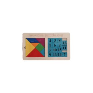 Puzzle din lemn educativ Colorarte Tangram cu forme geometrice și numere 1-15