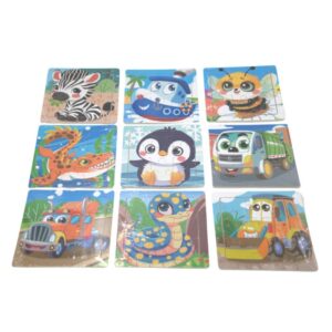 Puzzle din lemn Mini Animale 15x15 cm relief didactic CNX ZRP018