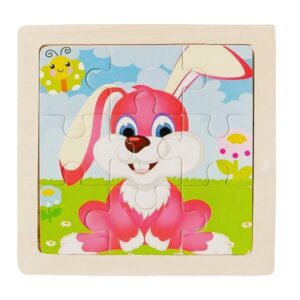 Puzzle din lemn Mini Animale cu 9 piese Colorarte