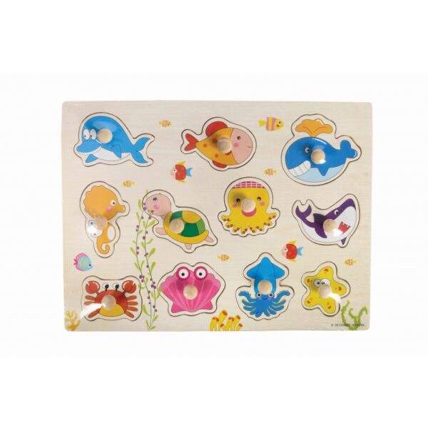 Puzzle lemn educativ Învață animale marine, 11 piese, Colorarte A-3012 Puzzle lemn educativ Învață animale marine, 11 piese, Colorarte A-3012