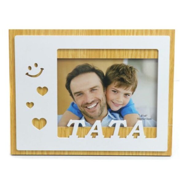 Ramă foto din MDF 10x15 cm No.R-04 cu mesajul Tata Ramă foto din MDF 10x15 cm No.R-04 cu mesajul Tata