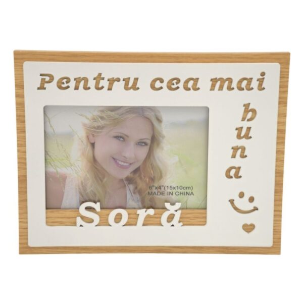 Ramă foto MDF 10x15 cm No.R-10 cu mesaj pentru cea mai bună Sora Ramă foto MDF 10x15 cm No.R-10 cu mesaj pentru cea mai bună Sora