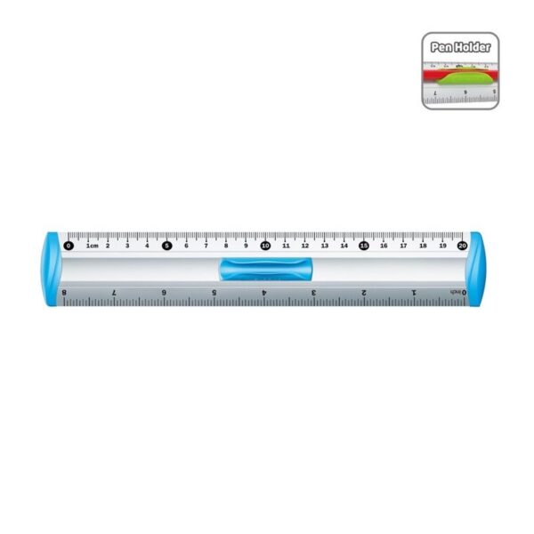 Riglă Keyroad KR971537 din aluminiu, 20 cm, cu suport creion