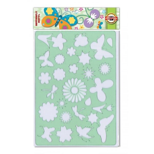 Șablon Koh-i-noor Fluturi și Flori K982 007, 31 x 20 cm, plastic
