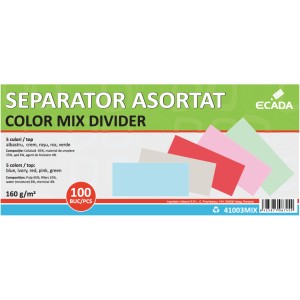 Separator carton ECADA 10.5 x 24 cm 160 g set 100 culori asortate 41003MIX