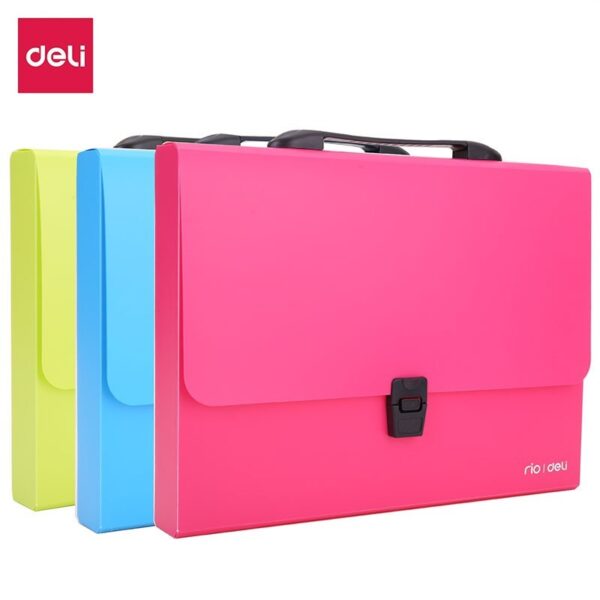 Servietă plastic Deli B500 02 cu mâner A4, 4 cm, culori neon Servietă plastic Deli B500 02 cu mâner A4, 4 cm, culori neon