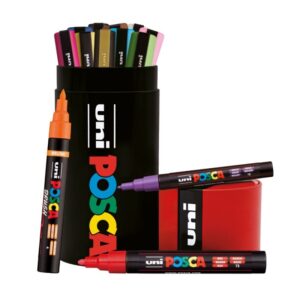 Set 13 markere UNI Posca în cutie metalică, formă marker