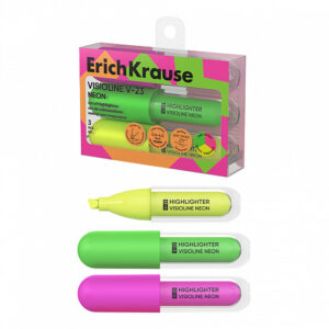 Set 3 evidențiatoare ErichKrause Visioline V-23 Neon