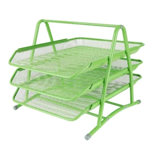 Set 3 tăvițe birou metal plasă Mas verde