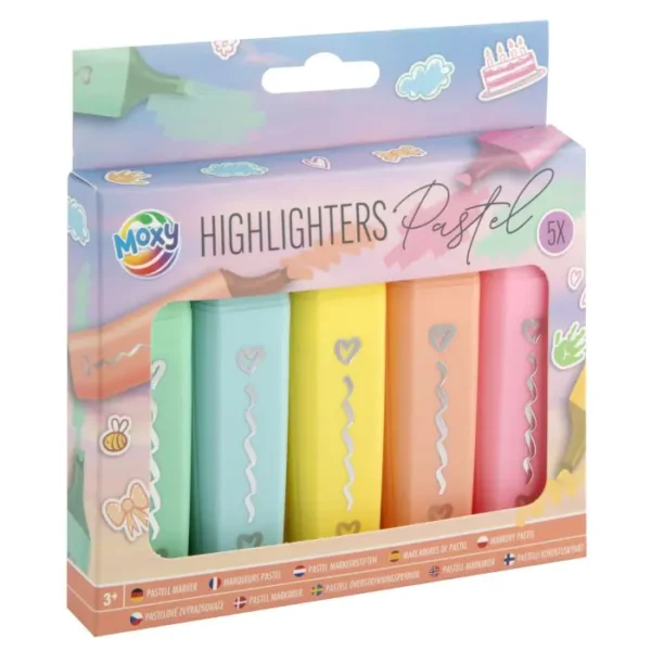 Set 5 evidențiatoare pastel Moxy Grafix Set 5 evidențiatoare pastel Moxy Grafix