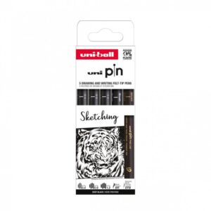 Set 5 liner-e UNI PIN-200 ASP017, pe bază de apă, negru