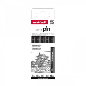 Set 5 linere UNI PIN-200 ASP008, pe bază de apă, negru