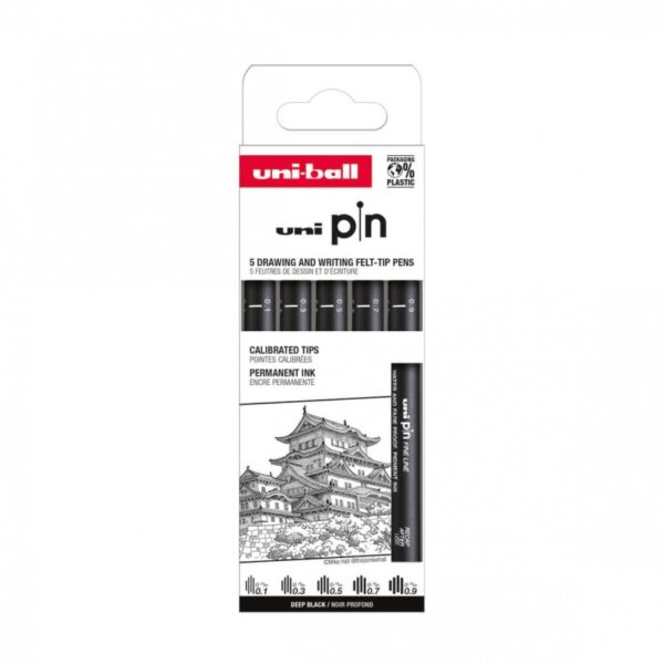 Set 5 linere UNI PIN-200 ASP008, pe bază de apă, negru Set 5 linere UNI PIN-200 ASP008, pe bază de apă, negru