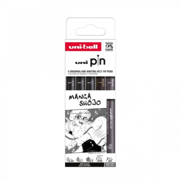 Set 5 linere UNI PIN-200 ASP016 pe bază de apă, negru și gri închis