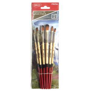 Set 6 pensule cu păr sintetic limbă de pisică DACO PN256