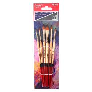 Set 6 pensule cu păr sintetic, limbă de pisică DACO PN266