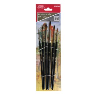 Set 6 pensule cu păr sintetic rotund DACO PN216