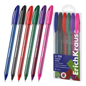 Set 6 pixuri cu bilă ErichKrause U-108 Stick Color 1.0 Ultra Glide Technology