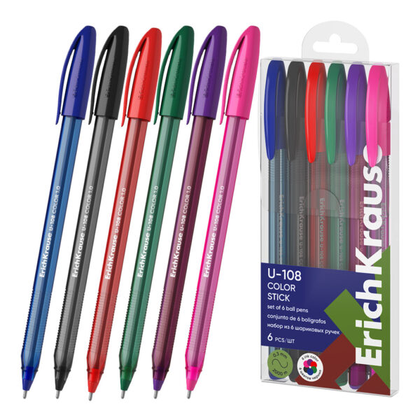 Set 6 pixuri cu bilă ErichKrause U-108 Stick Color 1.0 Ultra Glide Technology Set 6 pixuri cu bilă ErichKrause U-108 Stick Color 1.0 Ultra Glide Technology