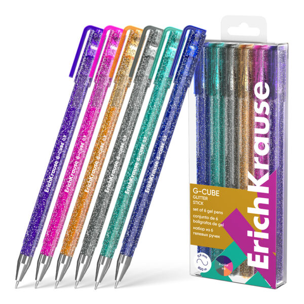 Set 6 pixuri cu gel glitter ErichKrause G-Cube 1.0 Set 6 pixuri cu gel glitter ErichKrause G-Cube 1.0