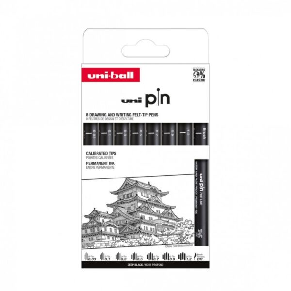 Set 8 linere UNI PIN-200 ASP010 negru Set 8 linere UNI PIN-200 ASP010 negru