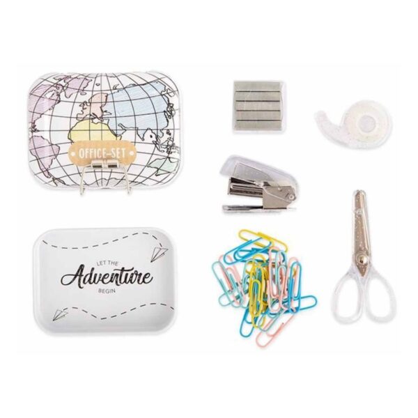Set birou mini Trendhaus CH29711 cu capse, capsator, dispenser, foarfecă și agrafe