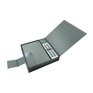 Set cadou Office-Cover cu stilou, pix și agendă A5, metalic grafit cu striații