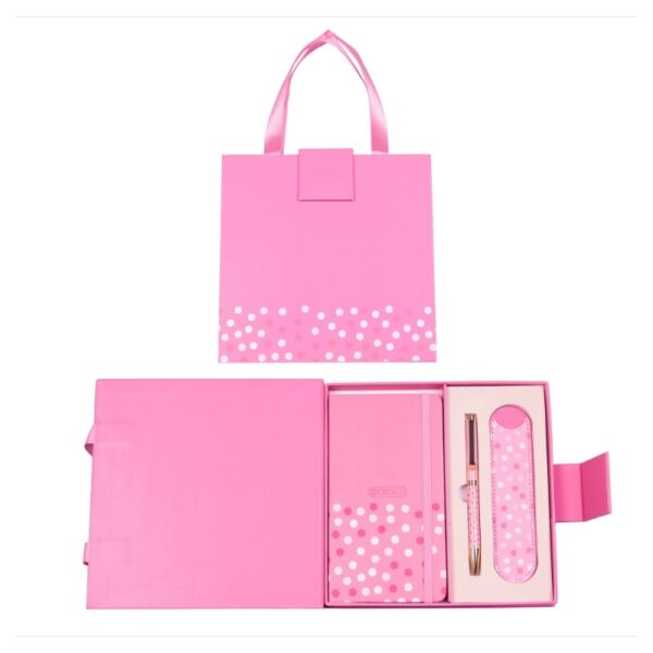 Set cadou pix roz agendă mate A6 etui Cresco Classic PREMIUM 851001