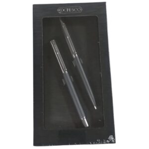 Set cadou stilou și pix Cresco Reporter 290035, corp grafit, clips argintiu