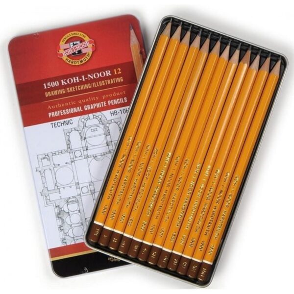 Set creioane tehnice Koh-I-Noor 12 bucăți în cutie metalică Set creioane tehnice Koh-I-Noor 12 bucăți în cutie metalică