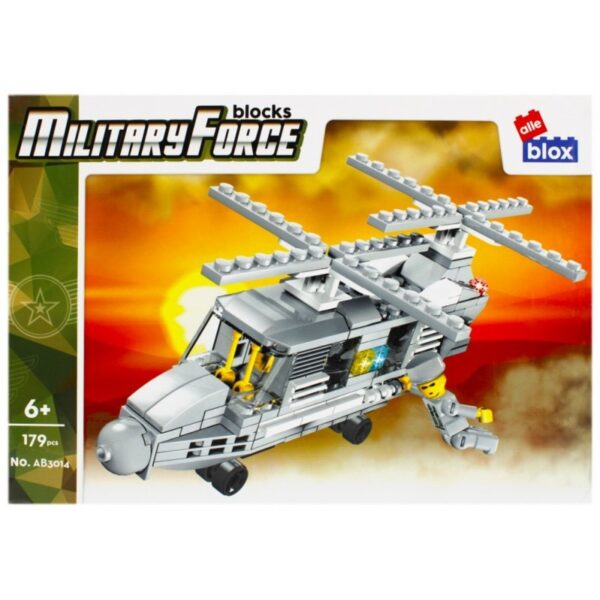 Set de construcție ALLEBLOX Military Force elicopter cu 2 elice AB3014, 179 piese