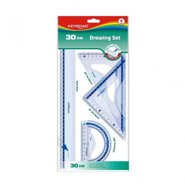Set geometrie KEYROAD KR971429, 30 cm, 4 piese