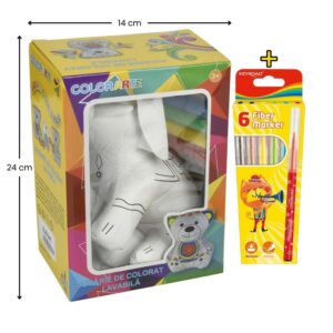 Set jucărie din vatelină elefant Colorarte cu carioci Keyroad Washable 6 culori