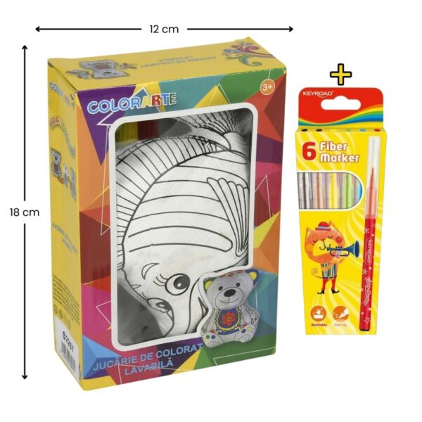 Set jucărie vatelină pentru colorat lavabilă cu carioci Keyroad Washable, model pește, COLORARTE