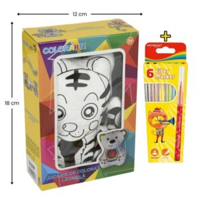 Set jucărie vatelină pentru colorat lavabilă cu carioci Keyroad Washable, tigru, Colorarte