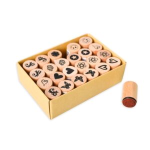 Set ștampile din lemn Junior, 24 buc, 25 x 17 mm