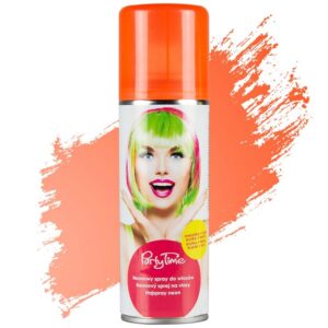 Spray colorant pentru păr PartyTime Halloween portocaliu neon temporar 125 ml