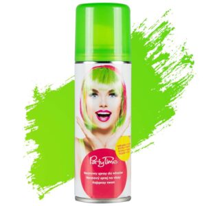 Spray colorant pentru păr PartyTime Halloween verde neon temporar 125 ml