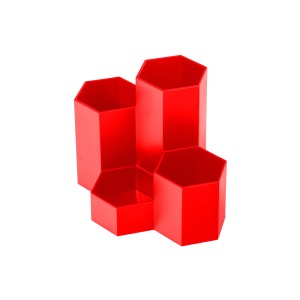 Suport birou 4 compartimente plastic roșu DACO 95104R