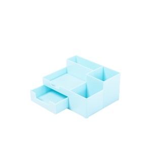 Suport de birou cu 5 compartimente din plastic verde turcoaz DACO 95105VT