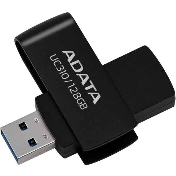 MEMORIE USB 3.2 ADATA 128 GB, protectie slide laterala, carcasa plastic, negru, "UC310-128G-RBK"