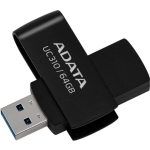 MEMORIE USB 3.2 ADATA 64 GB, protectie slide laterala, carcasa plastic, negru, "UC310-64G-RBK"
