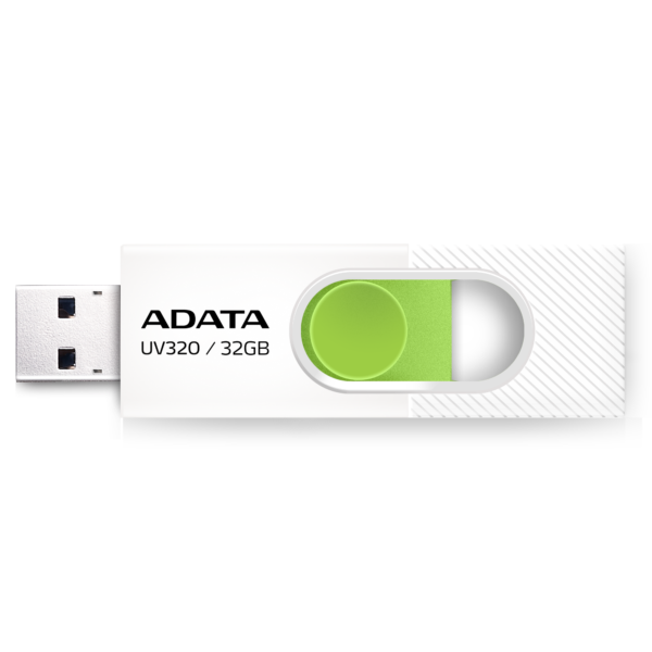 MEMORIE USB 3.2 ADATA 32 GB, retractabila, carcasa plastic, alb / verde, "AUV320-32G-RWHGN" MEMORIE USB 3.2 ADATA 32 GB, retractabila, carcasa plastic, alb / verde, "AUV320-32G-RWHGN"