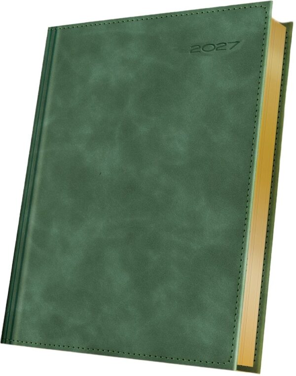 Agendă A5 datată Herlitz Premium Deluxe verde, margini auriu 2027
