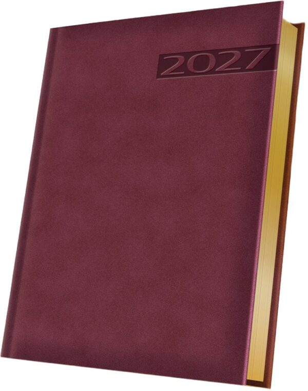 Agendă datată A5 Herlitz Premium Deluxe bordo, margini aurii, 2027, 400216621 Agendă datată A5 Herlitz Premium Deluxe bordo, margini aurii, 2027