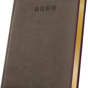 Agendă datată A5 Herlitz Premium Deluxe 2027, maro / roșu burgundy