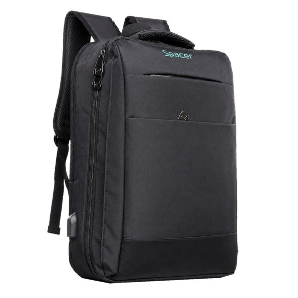 RUCSAC SPACER NEW YORK BLACK, pt. notebook de max. 17", 2 Compartiment Laptop, Compartiment Calatorie, buzunar frontal, compartiment travel, troler strap,, waterproof, poliester, negru, "45506981"" NEW-YORK-BK", "SPBP-NEW-YORK-BK"