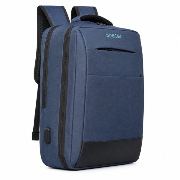 RUCSAC SPACER NEW YORK BLUE, pt. notebook de max. 17", 2 Compartimente, buzunar frontal, compartiment travel, troler strap, waterproof, poliester, albastru, " NEW-YORK-BL", 45506981 "SPBP-NEW-YORK-BL"