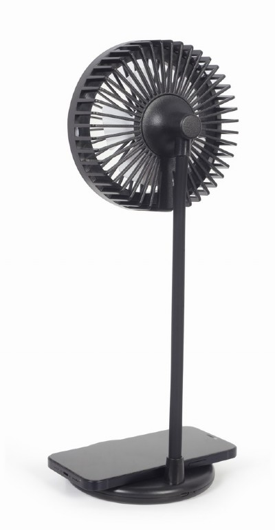LAMPA BIROU LED Gembird, 3-in-1, incarcare wireless, putere 10W, ventilator 3 viteze, alimentator USB neinclus, negru "TA-WPC10-LEDFAN-01"